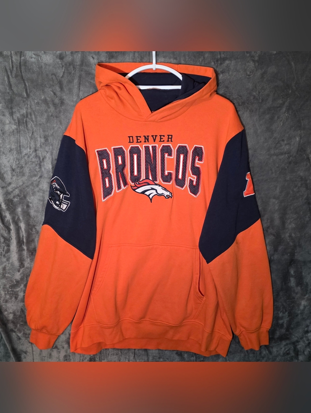 Official NFL Denver Broncos Orange & Navy Pullover Hoodie